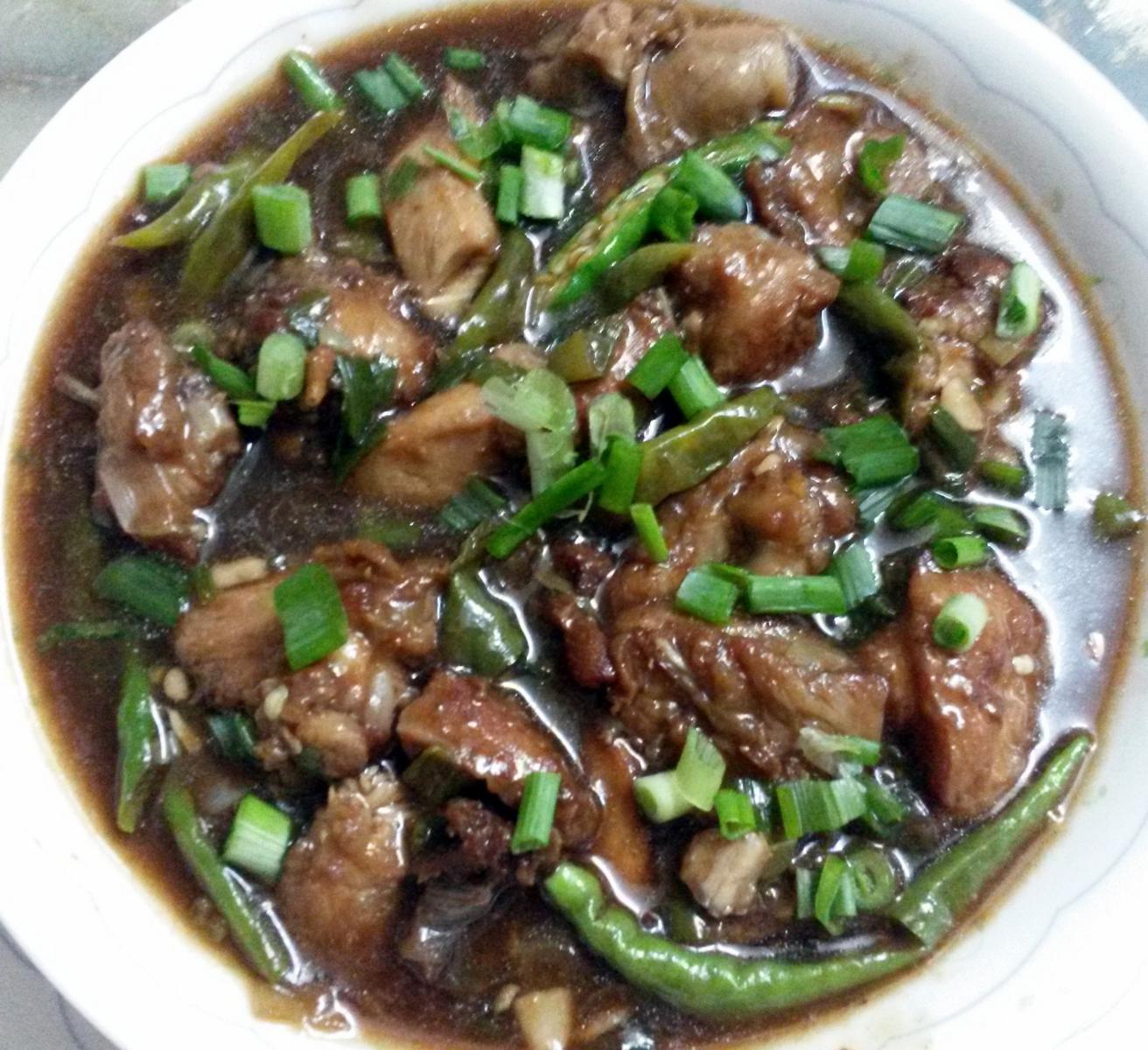 INDO-CHINESE CHILI CHICKEN WITH GRAVY